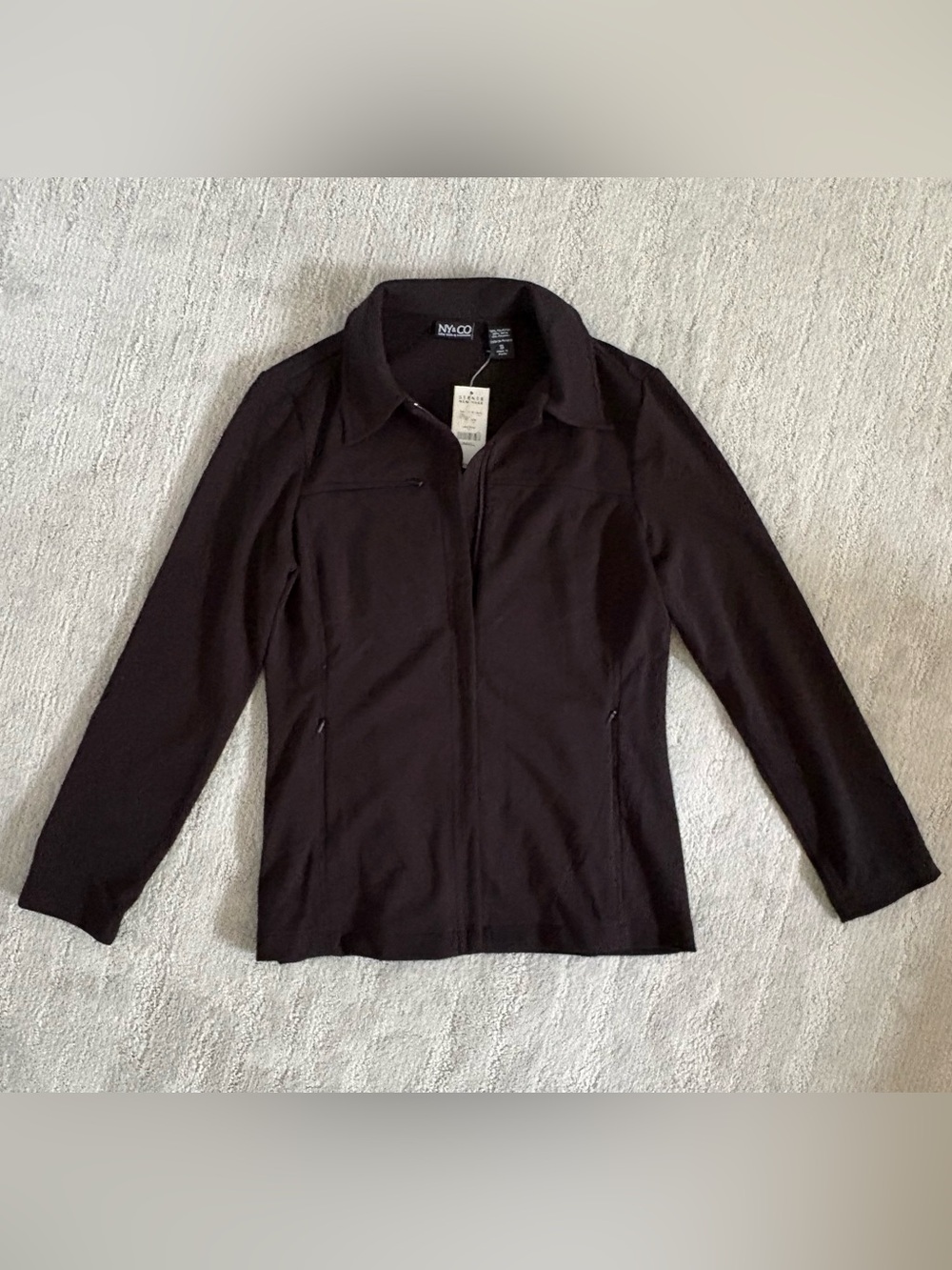 VTG NWT Lerner NY&Co Black Full Zip Track Jacket Small Corpcore Office Siren